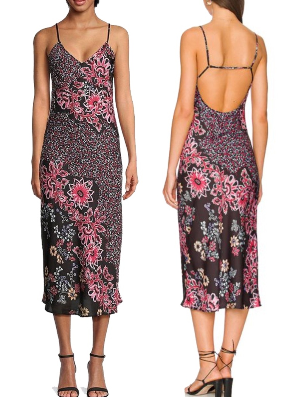 Intimately Free People Your Better Side Floral Slip Dress Bias Cut Lingerie
